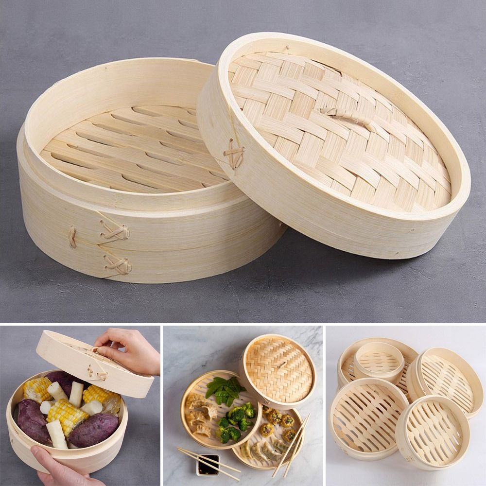 Bao Steamer Bamboo - قدر بخاري صيني من الخيزران لطهي