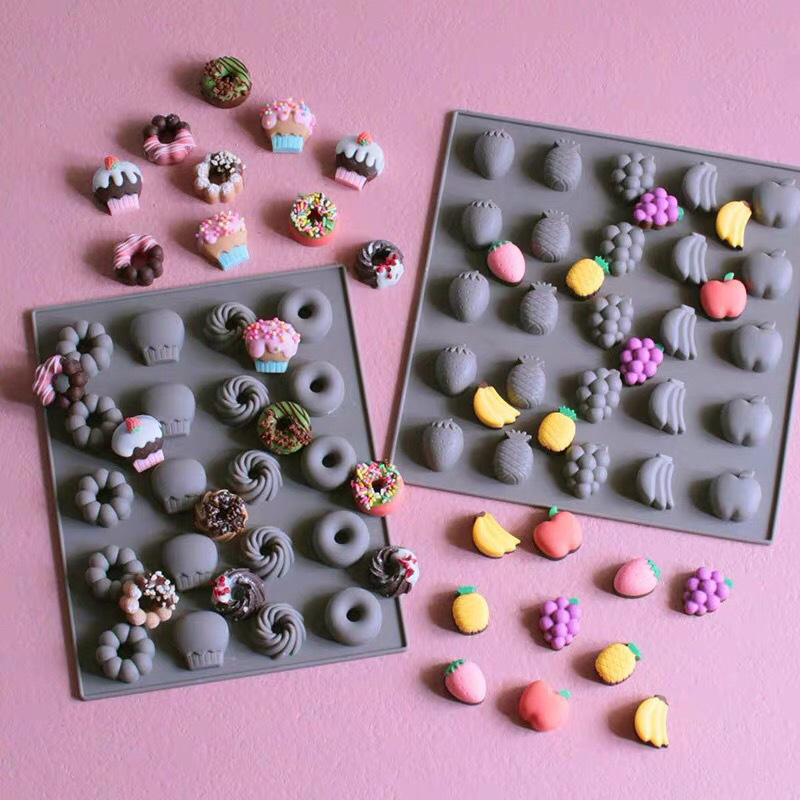 Donut Mold Silicone - Multicavity الفاكهة سيليكون الشوكولاته الخبز قالب