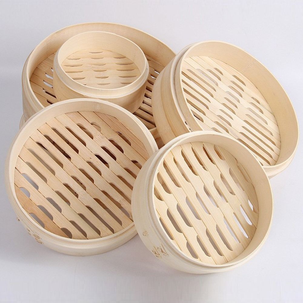 Bao Steamer Bamboo - سلة باخرة من الخيزران مع غطاء