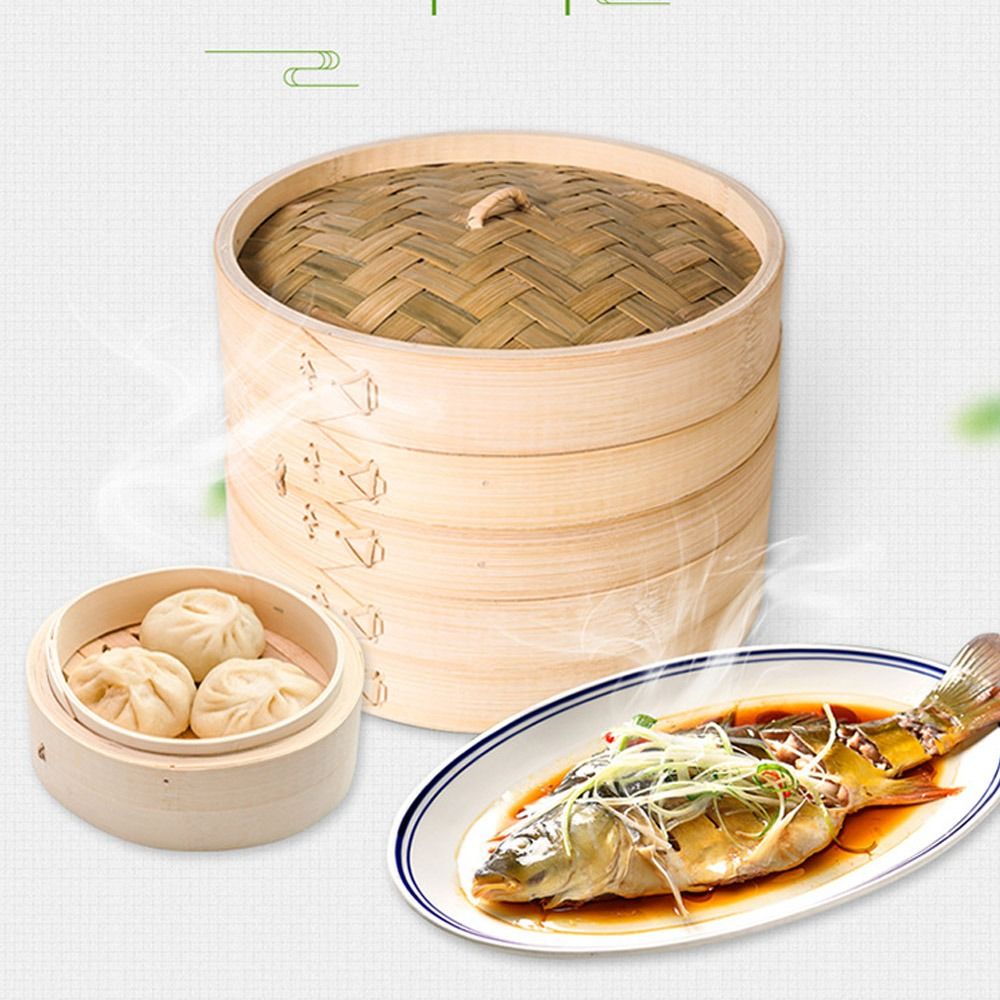 قدر بخاري صيني من الخيزران مع  - مراجعة Bao Steamer Bamboo وسعره